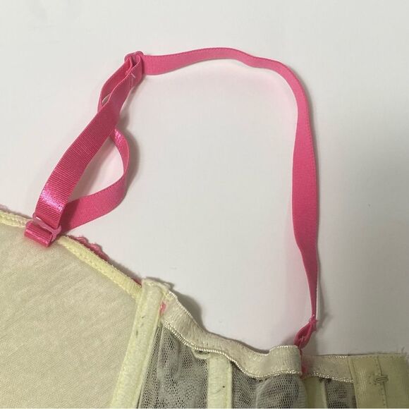 Women's Flirty Hot Pink Lace & Animal Print Coquette Corset Size Large - Picture 3 of 16